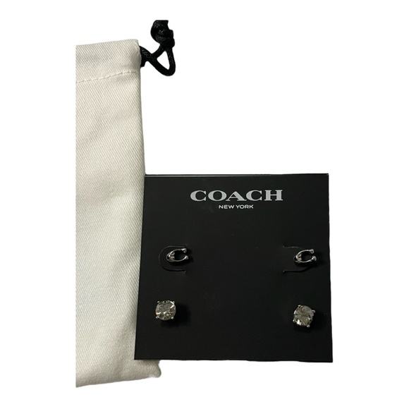 Coach Signature and Stone 2 pair Set of Earrings in Silver - Picture 4 of 5